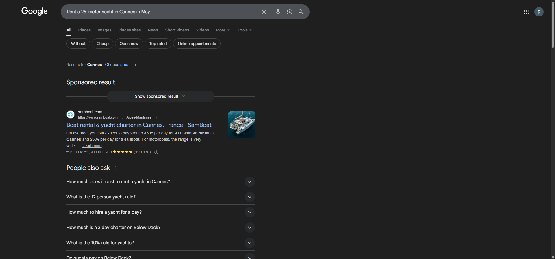 Example of FAQ rich snippet
